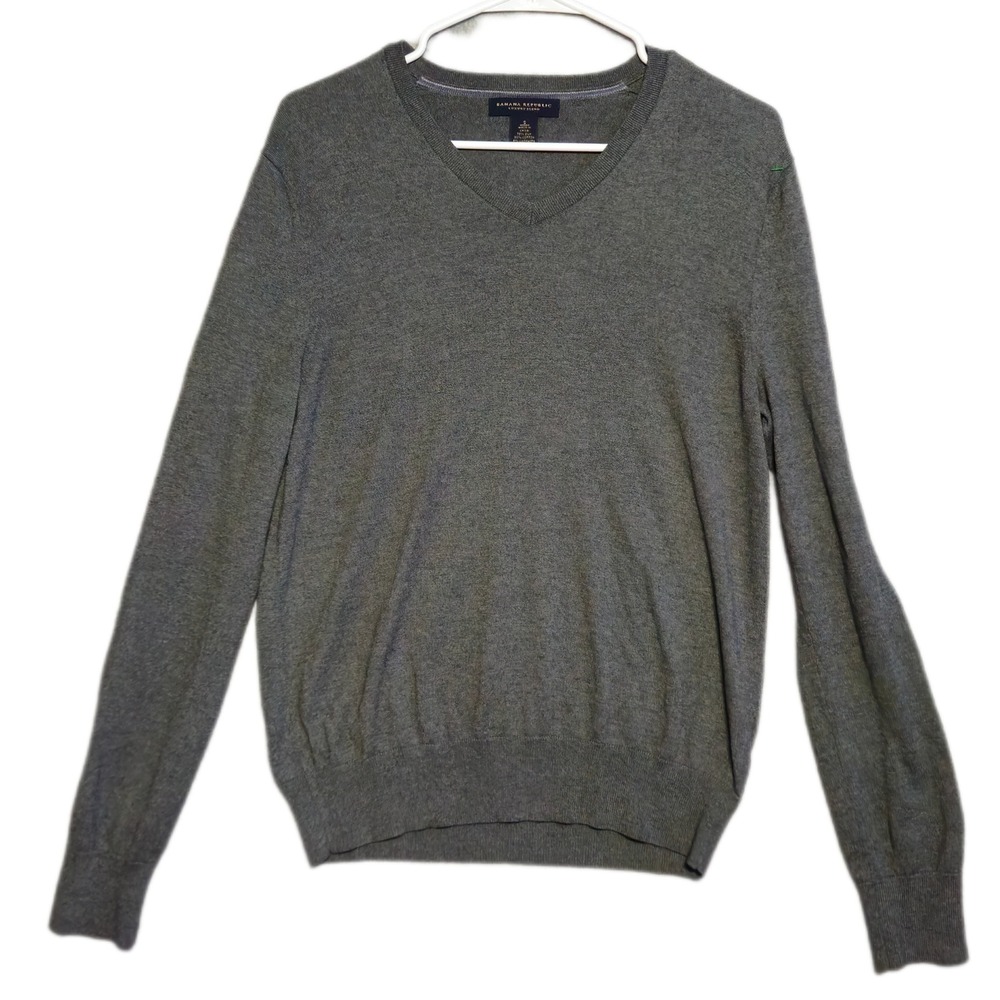 Banana Republic Luxury Blend Sweater Mens Small Charcoal Heather Silk Cashmere - Picture 1 of 6
